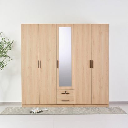 Movo Rivera 5 Door Wardrobe with 2 Drawers and Mir...