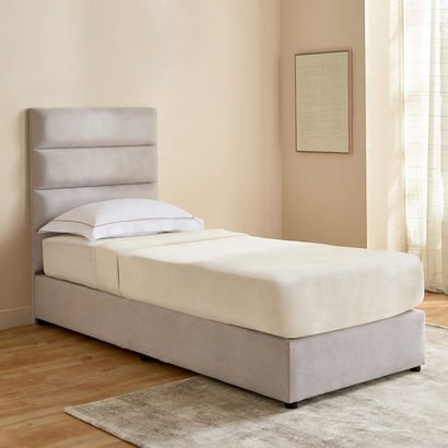 Curvy Linear Upholstered Single Bed - 90x200 cm