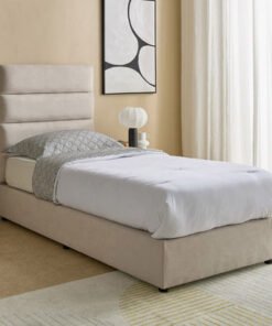 Curvy Linear Upholstered Single Bed - 90x200 cm