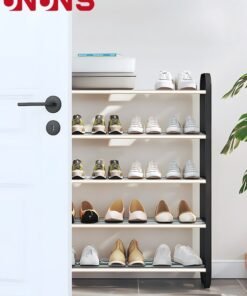 UNUNS 5 Tiers Metal Shoe Rack,Adjustable Shoe Shelf Storage Organizer,Stackable Shoe Storage,For Entryway,Hallway,Living Room,Closet