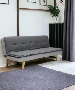 Sulsha New Design 3 Seater Sofa Bed Fabric Light Grey Dark Grey Contrast Fabric Pillow Topper Wooden Legs