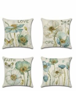 Y&D Throw Pillow Covers Set, Decorative Watercolor Pattern Waterproof Cushion Covers, KASTWAVE Perfect to Outdoor Patio Garden Living Room Sofa Farmhouse Decor 18 x Cm, 4 Pcs