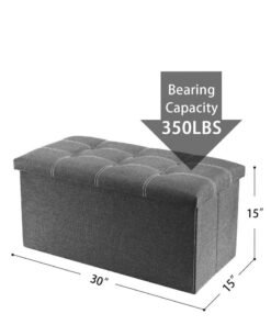 XiuWoo 30 Inches Folding 80L Storage Ottoman Bench, Linen Fabric Footrest with Memory Foam Padded Seat Holds Upto 350 Lbs. Suitable for Living Room, Bedroom, Office and Hallway - Image 3