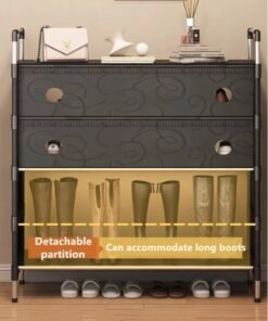 Alternative view of Kutis 1-Piece 4 Tiers Simple Shoe Rack Assembly Shoe Rack Storage Organizer Steel Pipe PP Black 63x28x100 Centimeter