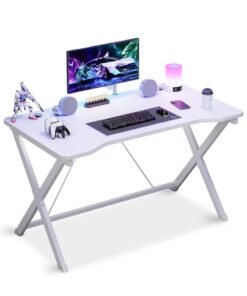 FAMAPY Gaming Table 100x54.5x75cm,Small Office Desk with Cable Hole, Compact  Gaming Desk,Carbon Fiber  PC Workstations