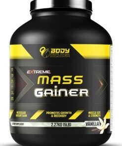 Body Builder Extreme Mass Gainer - Vanilla Flavor, 5 LB - BCAAs, Glutamine, Digestive Enzymes,Muscle Growth, Weight Gainer