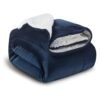 Fabienne Reversible Soft Sherpa Bed Blanket Fleece Navy Blue 220x240cm