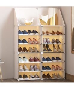 Arabest 2 Columns 6 Tiers White Shoe Rack, Shoe Storage Cabinet, Freestanding Shoe Rack, Boot Organiser, Shoe Rack for Slippers, High Heels, Sneakers Multiple Shoe Types