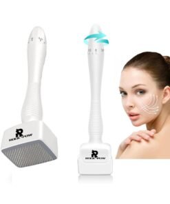 Rock Pow Adjustable Microneedling Derma Stamp Derma Roller Alternative Reusable Microneedle pen with Needle Cover Skin Care Tools for Face Body Hair Beard Growth White