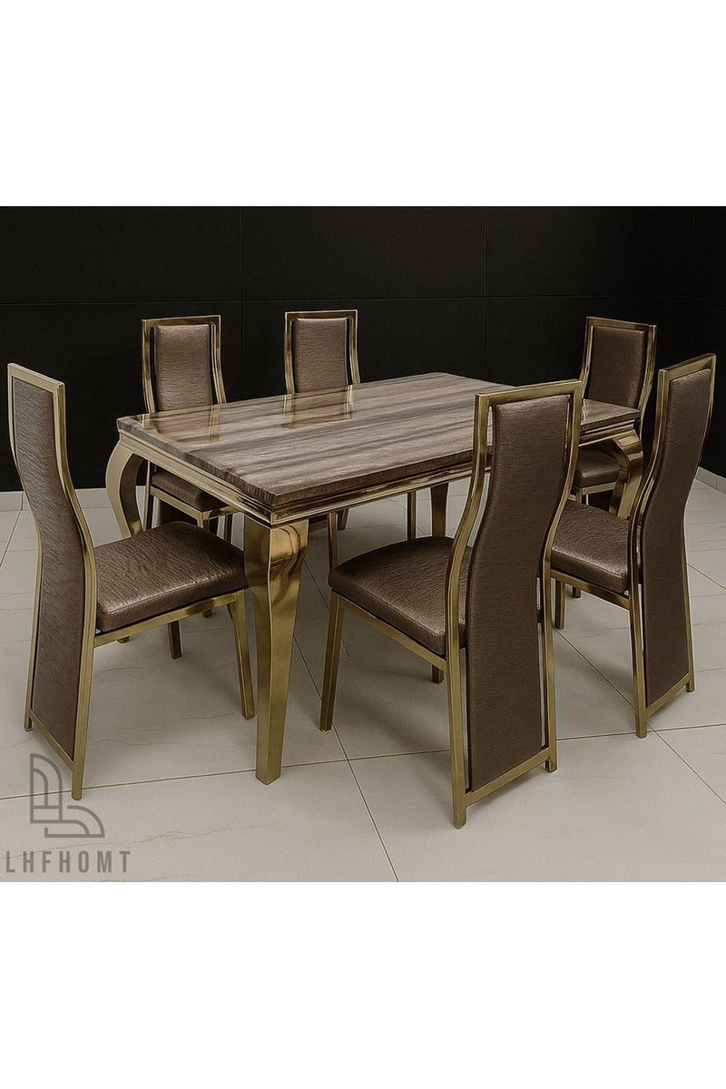 LHFHOMT HFHOMT-7 Pieces Dining Sets, (Free Installation), Table and Chairs Set for 6 Person, Sturdy Kitchen Dining Room Set, Suitable Table Furniture for Home