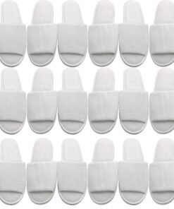 Travelwell Open Toe Spa Slippers for Women - Disposable Hotel Slippers for Guests & Bridesmaids for Spa & Home - Pack of 12, Large 9-10.5W/9-10M, White