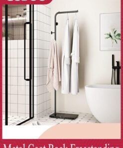Alternative view of GUDOO Metal Coat Rack Freestanding Coat Hanger Stand With 3 Hooks Clothing Rack with Natural Marble Base,  Modern Coat Stand for Entryway Living Room Bedroom Office