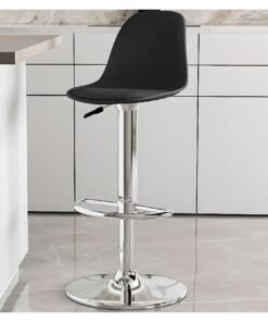 DubaiGallery Modern Kitchen Barstool Bar Chairs Round Velvet Seat with Backrest and Metal Legs, Breakfast Dining Stool for Kitchen Counter Comfy Bar Stool 1 Piece