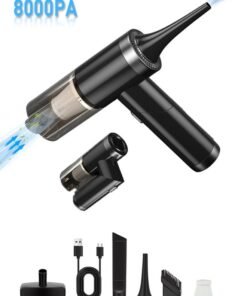 Xoopla 2 in 1 Air Duster / Mini Vacuum 4000mAh 120W 8000pa Suction, Foldable Compressed Air Duster Rechargeable Handheld Vacuum Cordless Keyboard Cleaner Air Blower Car Vacuum Cleaner for Compute/Car/House