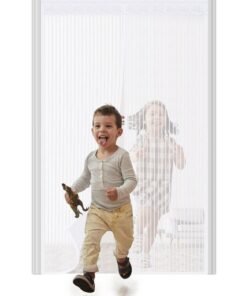 GUDOO Magnetic Fly Screen Door Heavy Duty Bug mesh Curtain with Powerful Magnets and Full Frame Magic Tape Insect Protection Door no Gap Keep Bugs Out 110 x 220 cm White