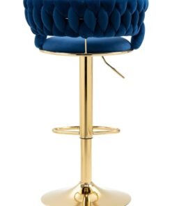 DubaiGallery Velvet Swivel Golden Bar Chair Adjustable 360" Rotating Gold Metal High Stool With Backrest For Cafes And Bars