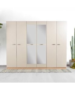 Home Box Hayes 6-Door Wardrobe with Mirror 271.6 x 216 x 59.6 cm