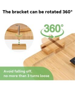 Alternative view of NNEWVANTE Bamboo Sofa Tray Table Clip on Side Table for Wide Couches Arm, Foldable Couch Tray with 360° Rotating Phone Holder, Armrest Table for Eating Drinks Snacks Remote Control (Rectangle)