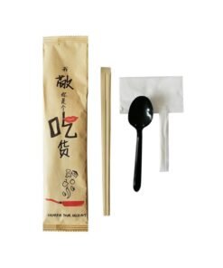 Disposable Chopsticks Three-Piece Set Four-Piece Set Take-Out Tableware Bag Suit Hotel Restaurant Individual Packaging Tableware Chopsticks-Color:Paper Film Is A Food-selling Product For You-Specifications:Minimum Order Of 5000 Sets