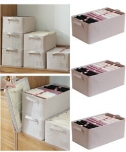 DUNISO 3 Pcs Wardrobe Clothes Organizer，Foldable Clothes Storage Box ，Drawer Organizer With Handles，Moisture and Mold Prevention，Wear Resistant And Easy To Clean，for Organizing Clothing Jeans Toys Book Shelves Closet Wardrobe，47*28*20cm