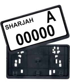 HERIOS Car Plate Number Holder Small- Black for Sharjah-Ajman-Abu Dhabi-Ras Al Khaimah-Umm Al Quwain (Pack of 2)
