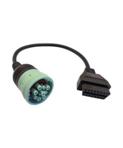 9 Pin to 16 Pin OBD2 Adapter Cable for Heavy Duty Trucks and Commercial Vehicles,Type 2 Green J1939 Diagnostic Connector Plug Work with Truck OBD Diagnostic Scanner Tool