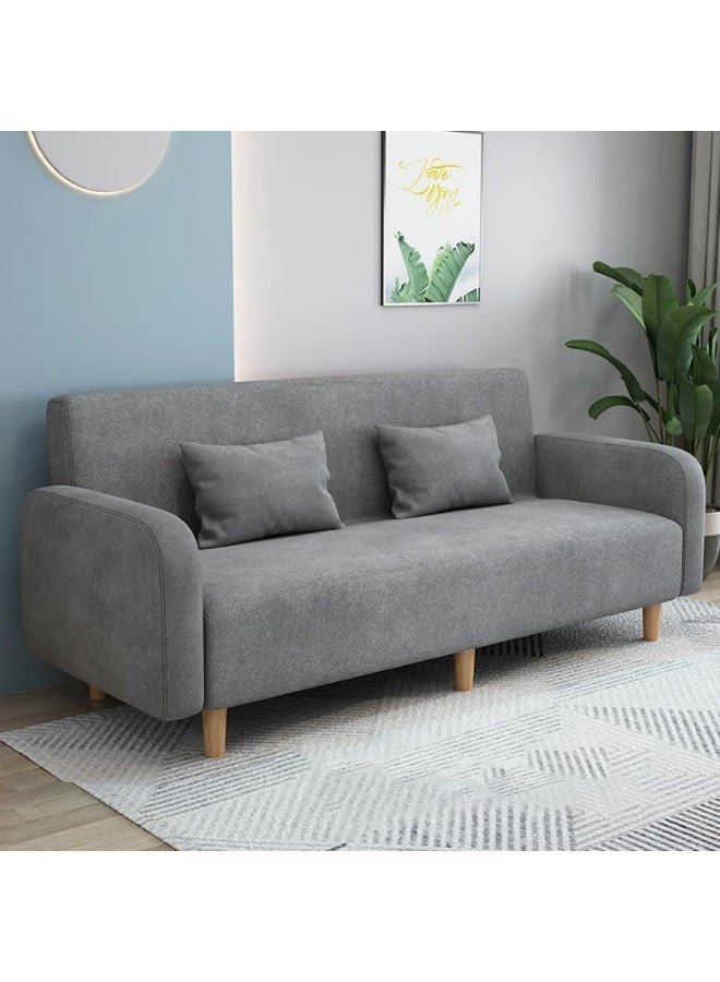 Comfynest Seats 3 Modern Small Solid Wood Frame Foam Filled Sofa With Square Arm - Flannel 150 X 65 X 75 Cm Grey