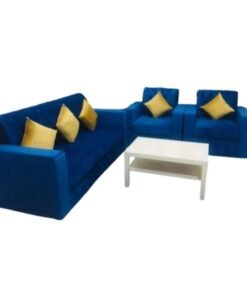 Maharat Al Bahar 5– Seater sofa set Fabric  With 5 Pillow -1+1+3- Blue 190x80x80