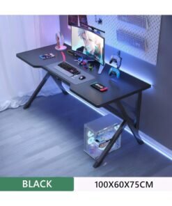 OHAHO Large Gaming Desk, Black PC Computer Desk, Ergonomic Home Office Desk with Carbon Fiber Surface Gaming Table Workstation for Gift Idea, (Black, 100x60x75cm)