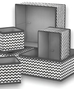 PulGos 6 Pcs Foldable Closet Organizers for Clothes, Space-Saving Fabric Storage Box Almirah Cupboard Organizer Sturdy Storage Boxes for Organizing Wardrobe Socks,Bra,Tie,Scarfs,and Toys- Grey