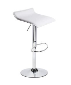 Bar Stools Set of , Modern Swivel Contemporary bar stools with Adjustable Height, Footrests, Chrome Hydraulic PU Leather Backless Bar Chairs for Kitchen Island Cafe Pub (White,BY012)