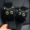 Sweet Life 2 PCS Seat Belt Cover Pad, Cute Kawaii Animal Cat Seatbelt Covers for Kids, Soft Seatbelt Cushion, Car Seat Strap Pads (Black)