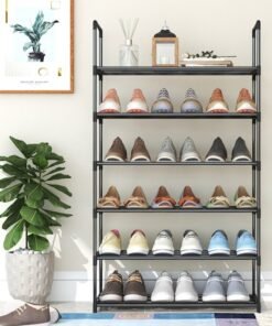 Haidue 6 Tier Shoe Rack and Organiser, Sturdy Metal Shoe Organizer Space Saver for Entryway, Easy to Assemble Compact Shoes Rack with Large Capacity, Free Standing Shoe Storage Cabinet 80x26x109 cm