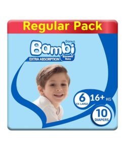 Sanita Bambi Baby Diapers, Size 6, 16+ Kg, 10 Count - XX Large, Regular Pack, Now Thinner And More Absorbent