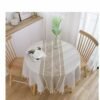 KASTWAVE Simplicity and Fashion Table Cloth Tassel Cotton Linen Table Cover for Kitchen Dinning Wrinkle Free Table Cloths (Coffee, 60 in Round)