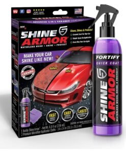 Shine Armor Ceramic Coating Brazilian Water-Based Palm Spray Wax High-Strength Hydrophobic Waterless Car Wash 236 ml (Microfiber Cloth Included)