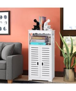 TPGP Bathroom Storage Cabinets, White Floor Free Standing Cabinet, Home Waterproof Storage Furniture for Bedroom Kitchen Hallway, Cupboard Unit with Daily use Layer, 75x24x34cm