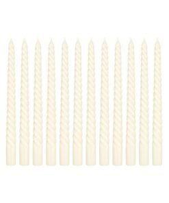 Home Care Spiral Metallic Candles, Wax – Ivory, Set of 12