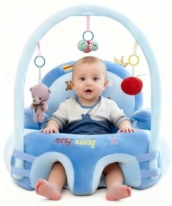 MissTiara Baby Sofa Learn Sitting Chair With Toys Rack, Nursery Sit Support Plush Seat, Soft Hugging Pillow Cushion, Infant Floor Seats, Non-slip Armchair, Cartoon Animal Design, Gift for Kids Boys Girls
