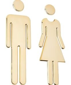 Toilet Signs Self Adhesive for Ladies and Gentlemen, Washroom Door Signs for Home Hotel Office Store Parking Restaurant, Gold