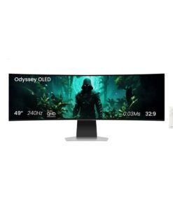 Samsung 49 Inch Smart Gaming Monitor G9 Odyssey OLED Glare Free Smart Dual QHD with 240Hz refresh rate, 0.03Ms Response Time,  Screen Curvature 1800R, build in Speaker, Height Adjustment, Screen Saver & Active Eye Saver, FreeSync Premium Pro G-Syn, Switch+ LS49DG952SMXUE White