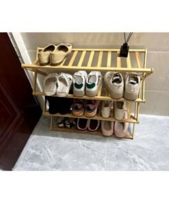 Alternative view of Home Pro 4-Tier Multipurpose Bamboo Shoe Rack Wooden 66x25x68cm