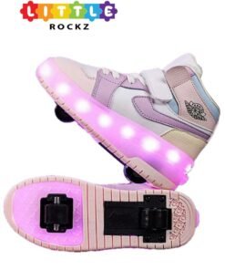 LITTLE ROCKZ Two Wheel LED Flash Light Fashion Shiny Sneaker Skate Heelys Shoes With Lightning Sole