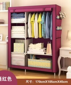 Self-Pickup Simple Wardrobe Fabric Wardrobe With Reinforced Steel Frame, Single-Person Storage, Dustproof