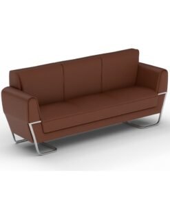Mahmayi SF169-3 PU Leatherette Three Seater Sofa - Modern Executive Sofa, Office Lounge Seater With Stainless Steel Legs and High Density Foam - Choco Brown