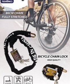 Toshionics Heavy-Duty Bicycle Chain Lock with Key T114637 | 83cm Steel Chain with Nylon Sleeve | Anti-Theft Lock for Bike, Motorcycle, Scooter, Gate & Outdoor Security Black