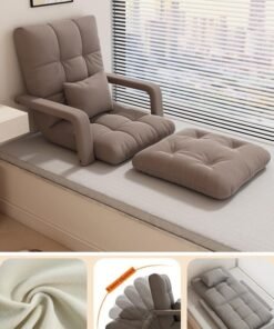 VUCATIN Folding Floor Chair Lounge Sofa Folding Single-Back Sofa Cushion Multi Angle Adjustment Padded Sleeper Bed For Balcony Bedroom With Pillow Armrests Single Sofa