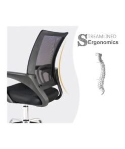 Alternative view of LW Mesh Adjustable Office Chair with Metal Leg, Ergonomic Chair Black 25x55x50cm