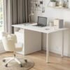 fashionhome Modern Design Computer Desk Simple Rectangular Writing Study Table with Storage Drawers Workstation Table for Bedroom Home Office 120x48x73 cm