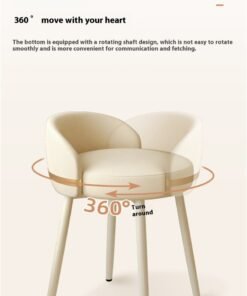 Sharpdo Ins Cream Style Dressing Stool with Backrest, 360° Rotatable Living Room Chairs 53*38*38CM - Image 3